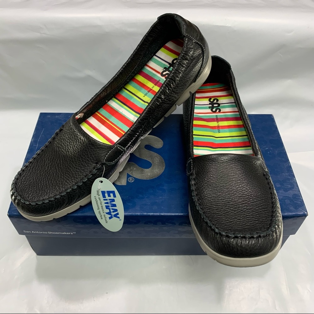 NEW in Box SAS Sunny Black Leather Loafers Flats Women’s Shoes Size 10 S